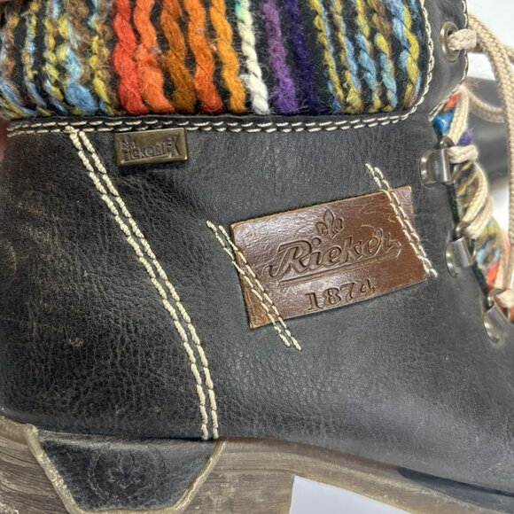 Rieker Winter Boots Womens 39 Felicitas Multicolor Leather Lace Up Round Toe - Picture 3 of 14